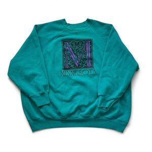 Vintage 1990s Minnesota Teal Graphic Crewneck Sweatshirt 3X